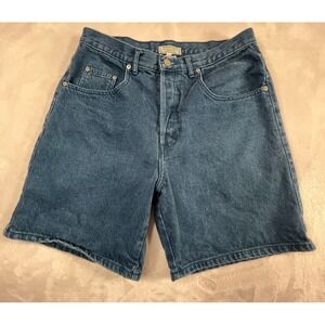 VTG GUESS Mens 33 Shorts Denim Dark Teal Blue 7" inseam Button Fly USA Made‎
